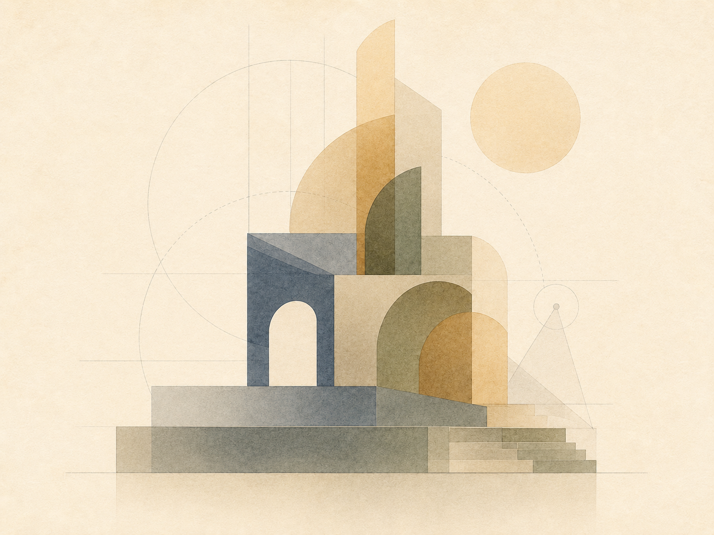 Abstract illustration of a rising stepped structure, representing professional training